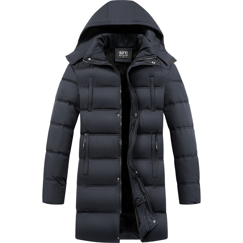 Herren Pufferjacke mit Kapuze und Taschen, Longline