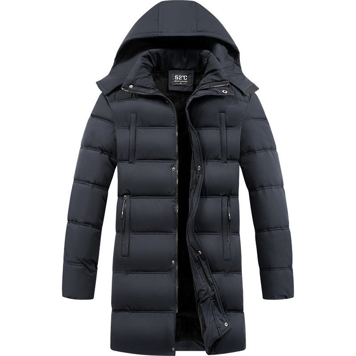Herren Pufferjacke mit Kapuze und Taschen, Longline