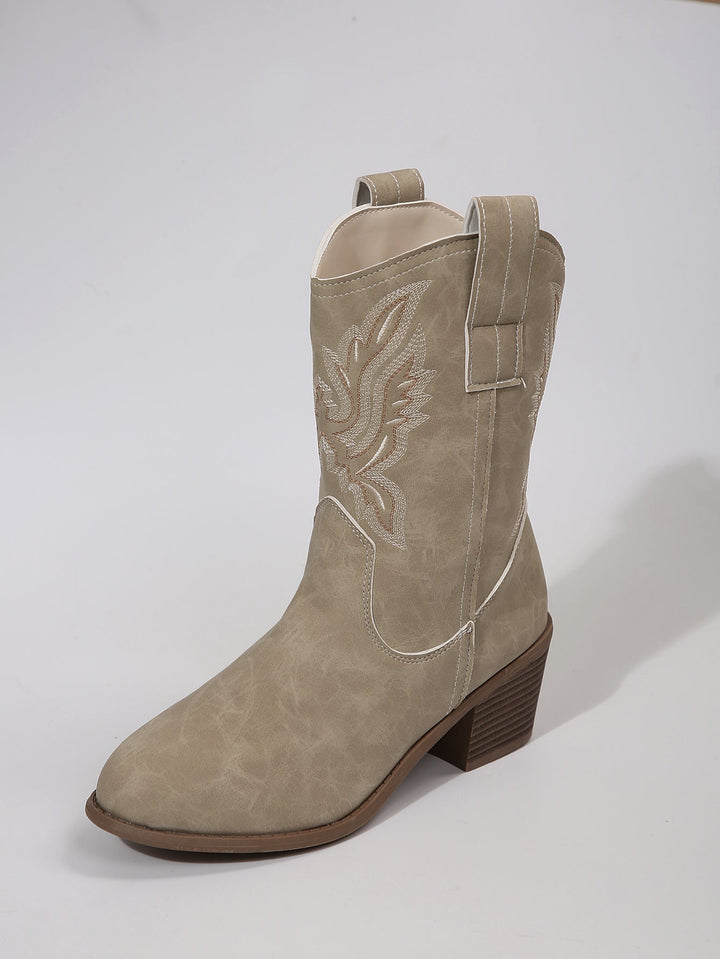 Damen Blockabsatz Stiefelette Western