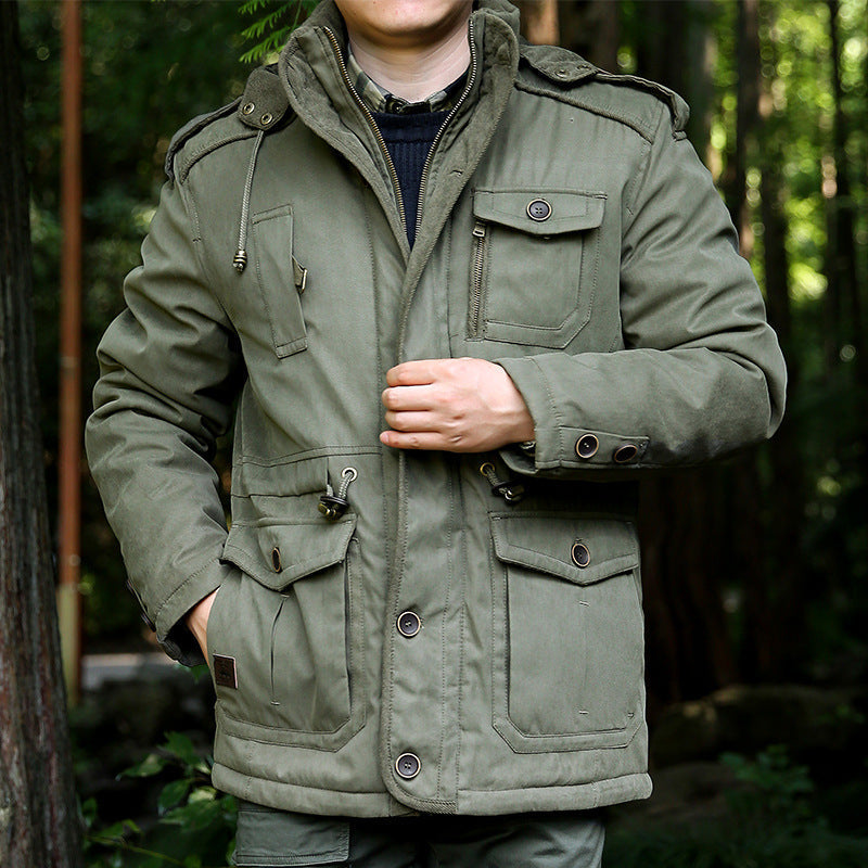Herren Parka mit Taschen, Knöpfen, Kordelzug und Kapuze