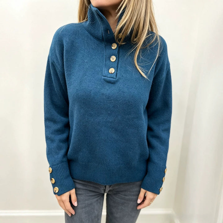 Lea | Damen Pullover mit langen Ärmeln und Knöpfen