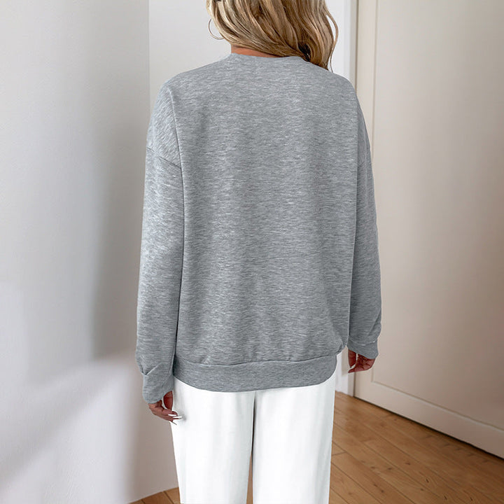 Damen Rundhals-Sweatshirt mit langen Ärmeln und Pailletten