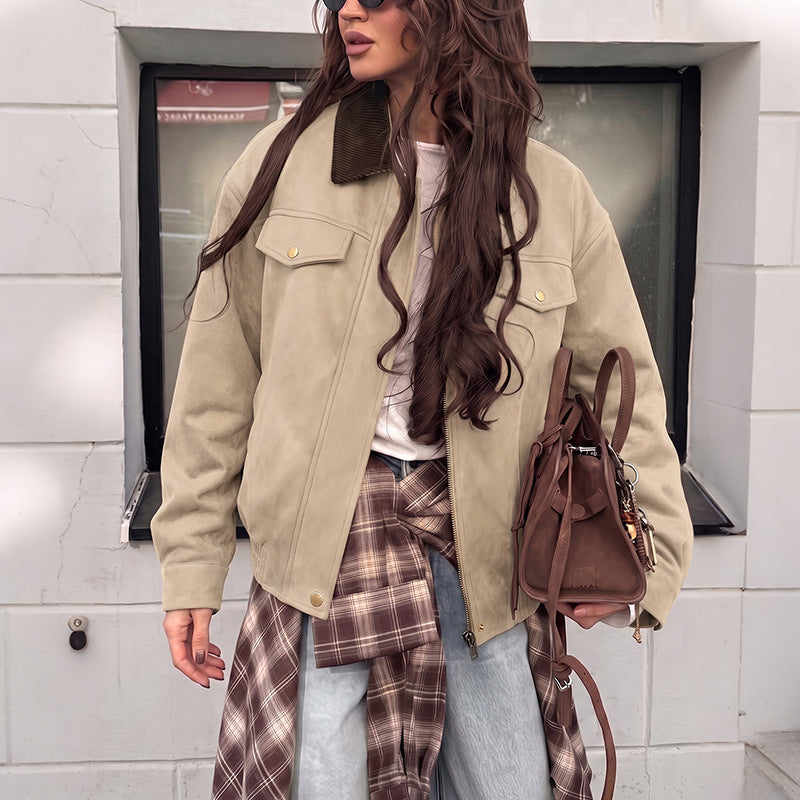 Damen Kurzjacke mit Reißverschluss und Klappentaschen