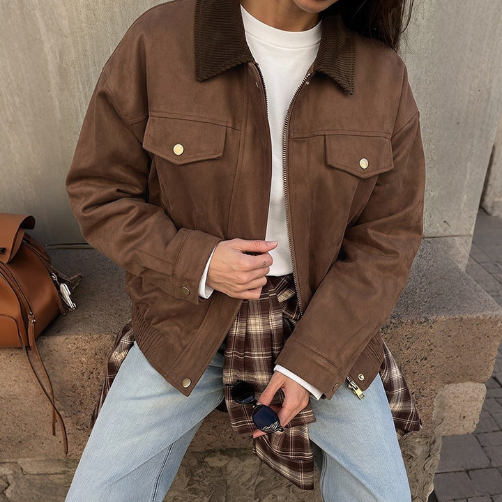 Damen Kurzjacke mit Reißverschluss und Klappentaschen