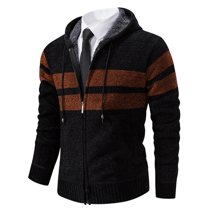 Herren Kapuzenjacke mit Kordelzug, Taschen und Gestreiftem Muster