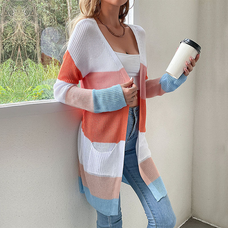 Damen Cardigan mit Taschen und langen Ärmeln
