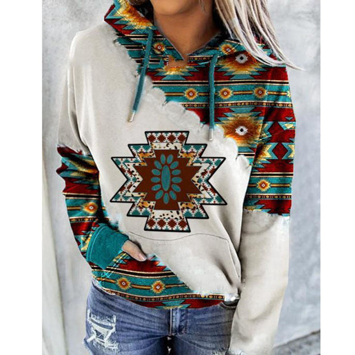 Damen Hoodie mit Kängurutasche und Kordelzug