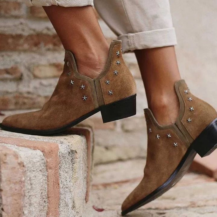 Westernstiefel für Herren mit Nieten und flachem Absatz