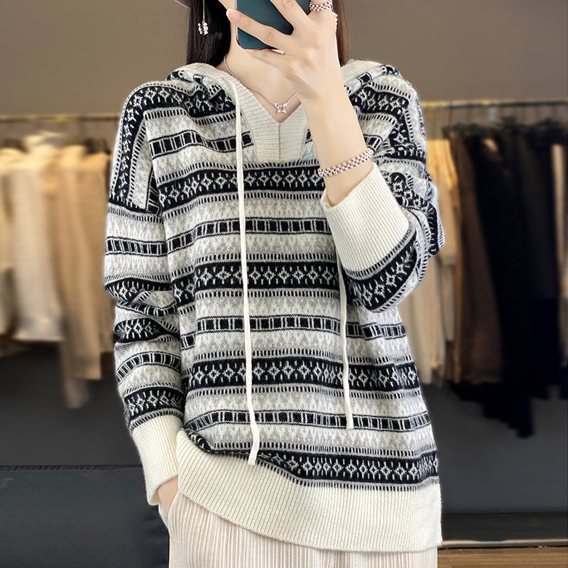 Damen Oversized Hoodie mit Kordelzug und V-Ausschnitt