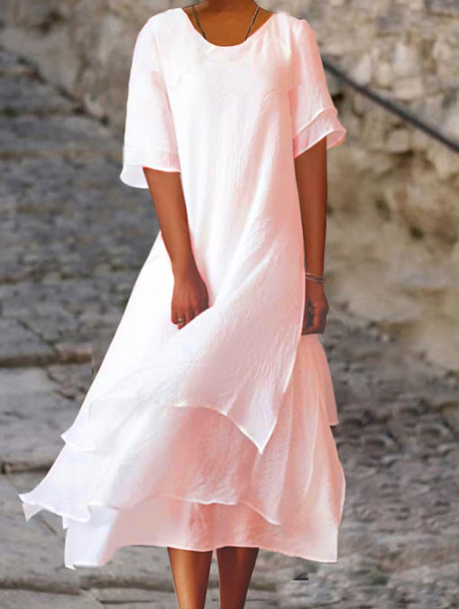 Hermine | Elegantes Schichtenkleid für Damen mit Rundhalsausschnitt