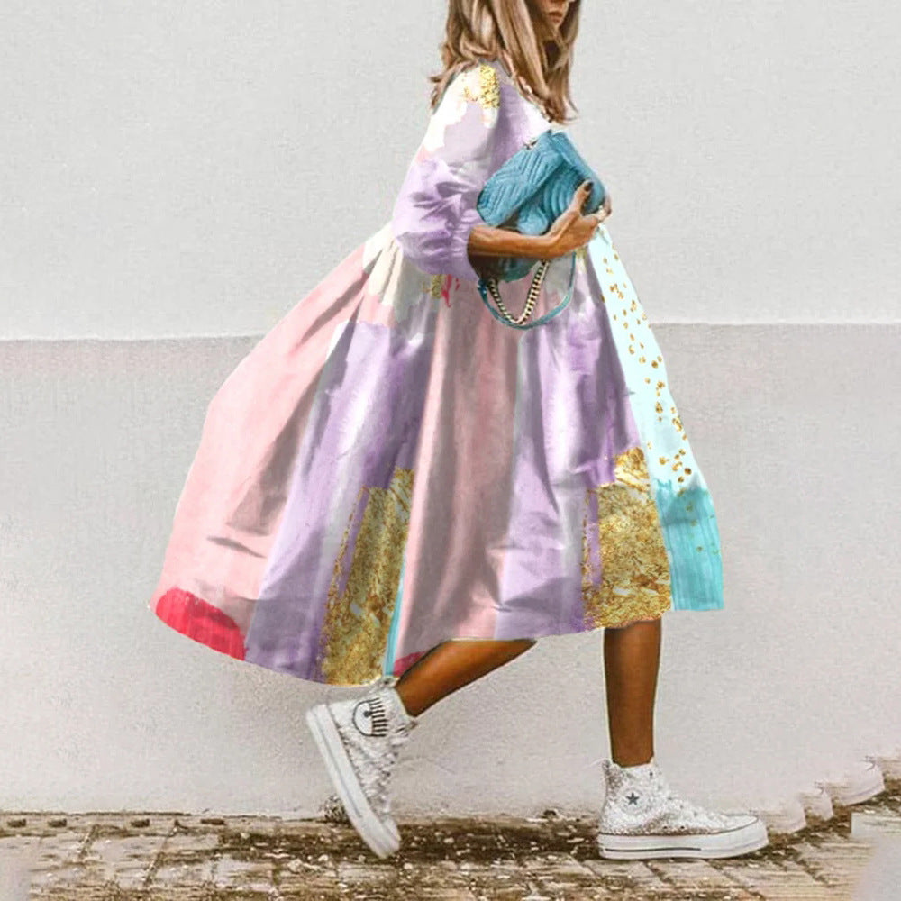 Lanna | Schickes Midikleid für Damen mit floralem Paisleymuster und Dreiviertelärmeln
