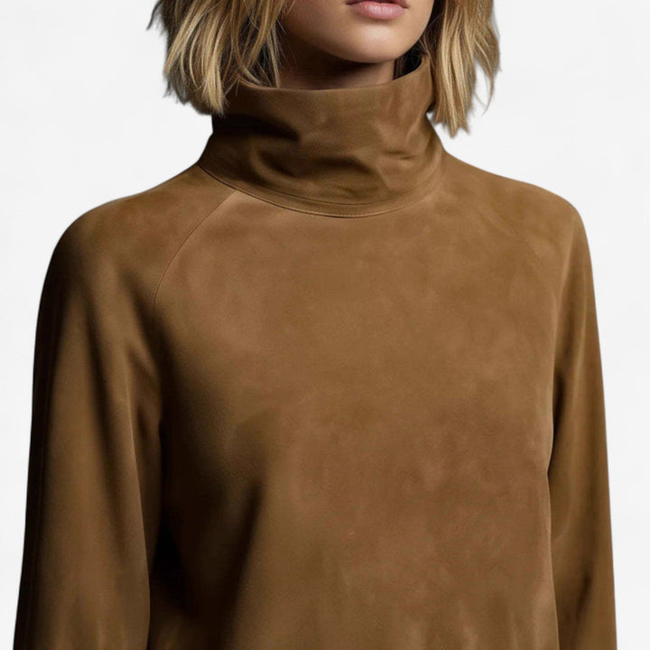 Tania Mini-Kleid für Damen mit Stehkragen und langen Ärmeln