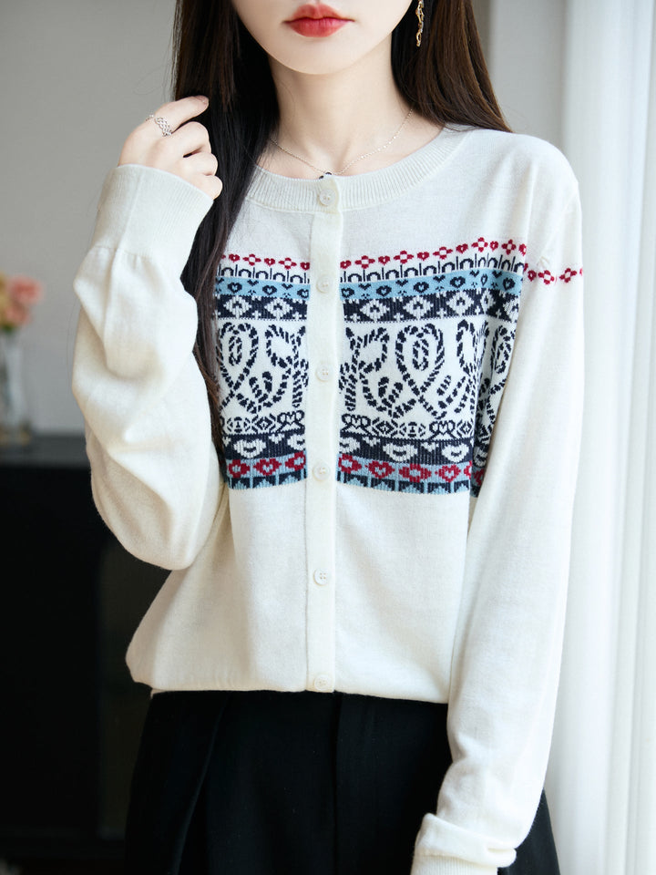 Damen Cardigan mit langen Ärmeln und Rundhalsausschnitt