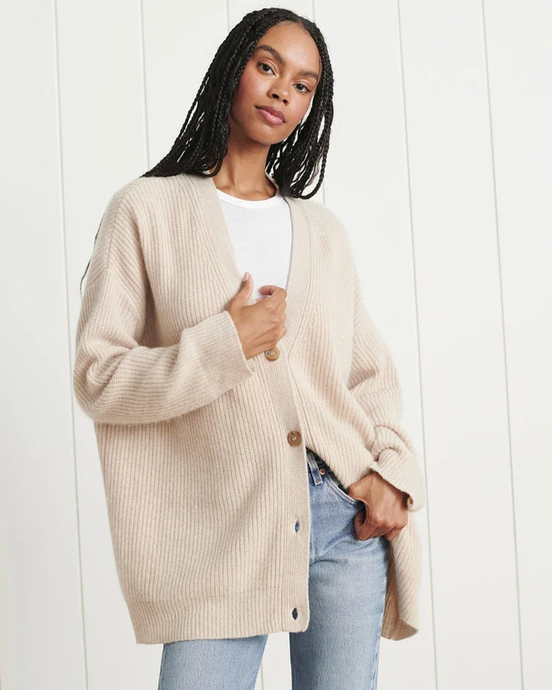 Marian | Gemütlicher Cardigan für Damen mit V-Ausschnitt und langen Ärmeln