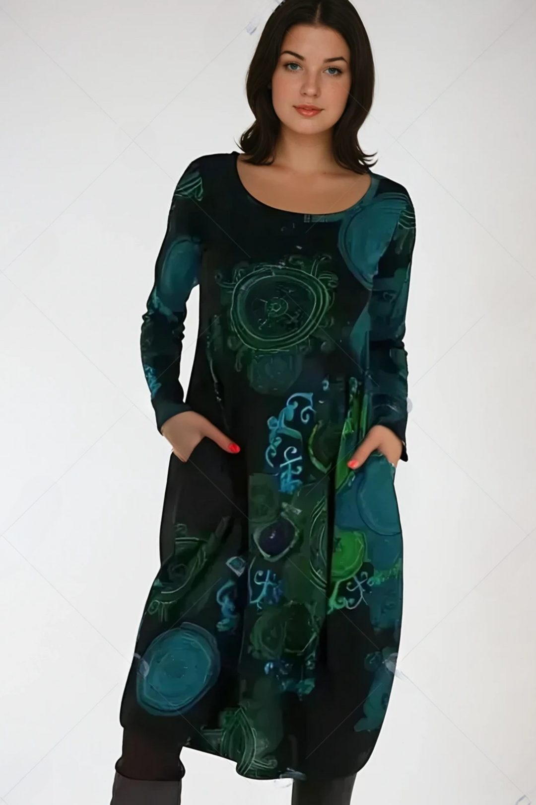 Jana | Winterkleid für Damen mit Rundhalsausschnitt und langen Ärmeln