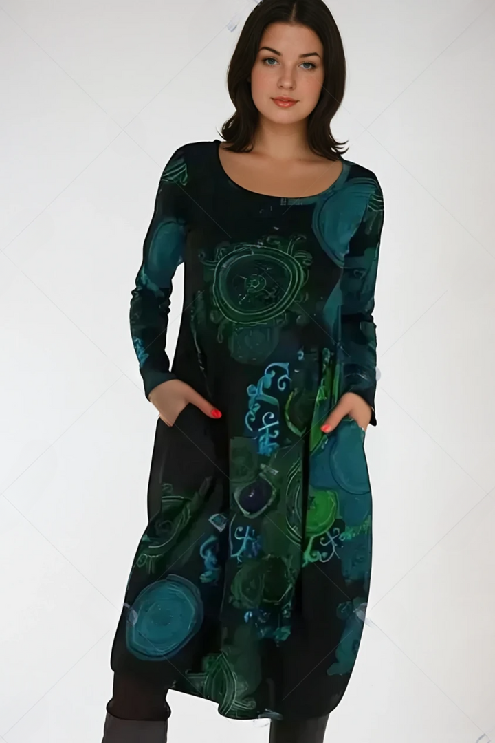 Jana | Winterkleid für Damen mit Rundhalsausschnitt und langen Ärmeln