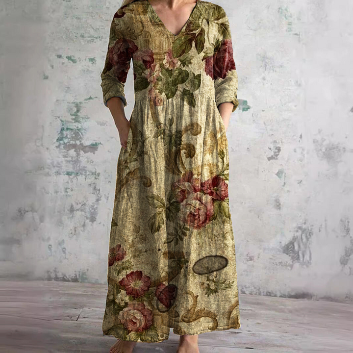 Bo | Blooming Grace Maxikleid für Damen mit Blumenmuster und V-Ausschnitt