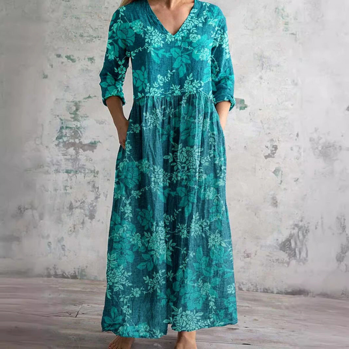 Bo | Blooming Grace Maxikleid für Damen mit Blumenmuster und V-Ausschnitt