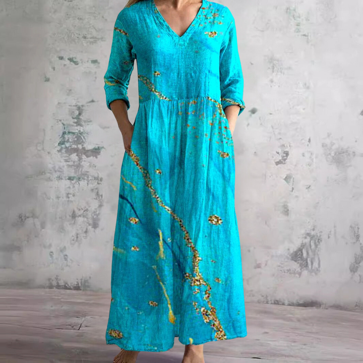 Bo | Blooming Grace Maxikleid für Damen mit Blumenmuster und V-Ausschnitt