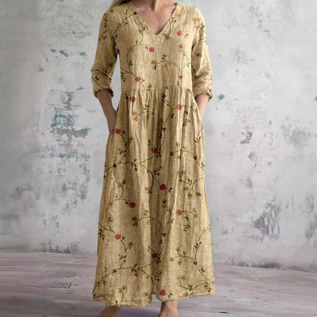 Bo | Blooming Grace Maxikleid für Damen mit Blumenmuster und V-Ausschnitt