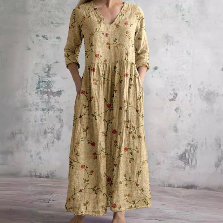 Bo | Blooming Grace Maxikleid für Damen mit Blumenmuster und V-Ausschnitt