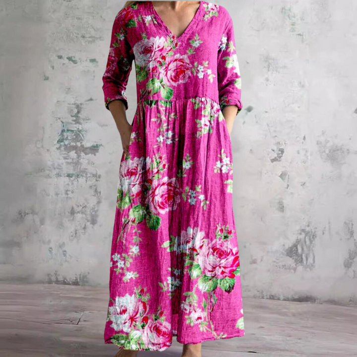 Bo | Blooming Grace Maxikleid für Damen mit Blumenmuster und V-Ausschnitt