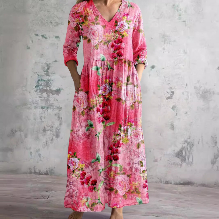 Bo | Blooming Grace Maxikleid für Damen mit Blumenmuster und V-Ausschnitt