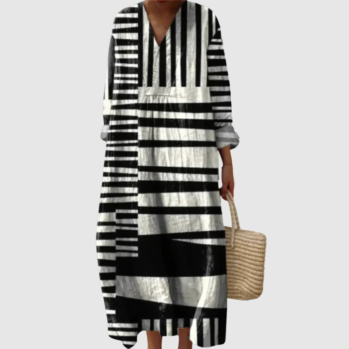 Leah | Linienkleid mit Streifen und V-Ausschnitt