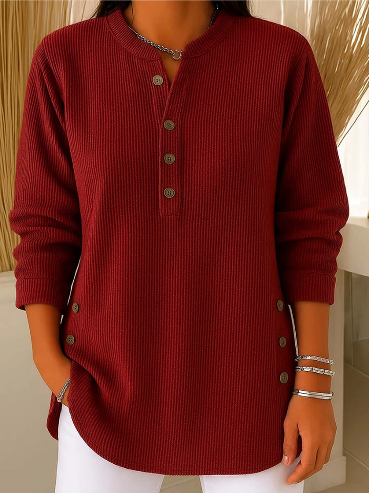 Livia | Pullover für Damen mit eleganten Knopfakzenten und Rundhalsausschnitt