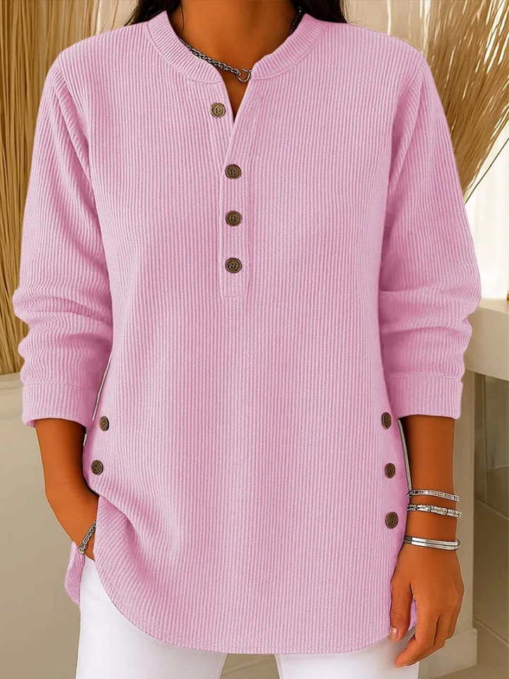 Livia | Pullover für Damen mit eleganten Knopfakzenten und Rundhalsausschnitt
