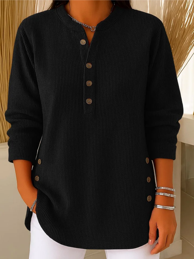 Livia | Pullover für Damen mit eleganten Knopfakzenten und Rundhalsausschnitt
