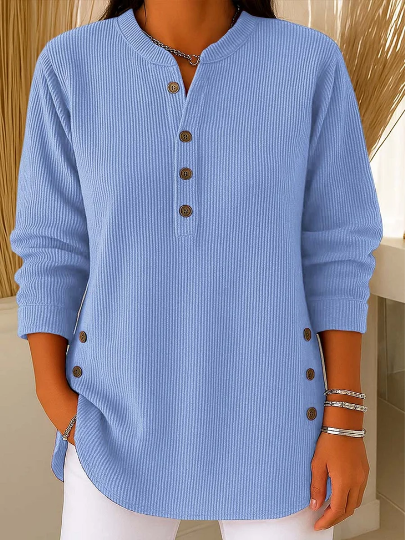 Livia | Pullover für Damen mit eleganten Knopfakzenten und Rundhalsausschnitt