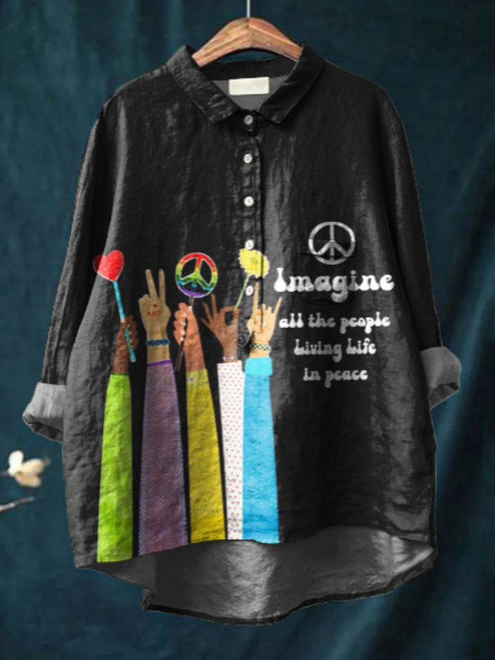 Hippie | Friedenskunst T-Shirt mit langen Ärmeln