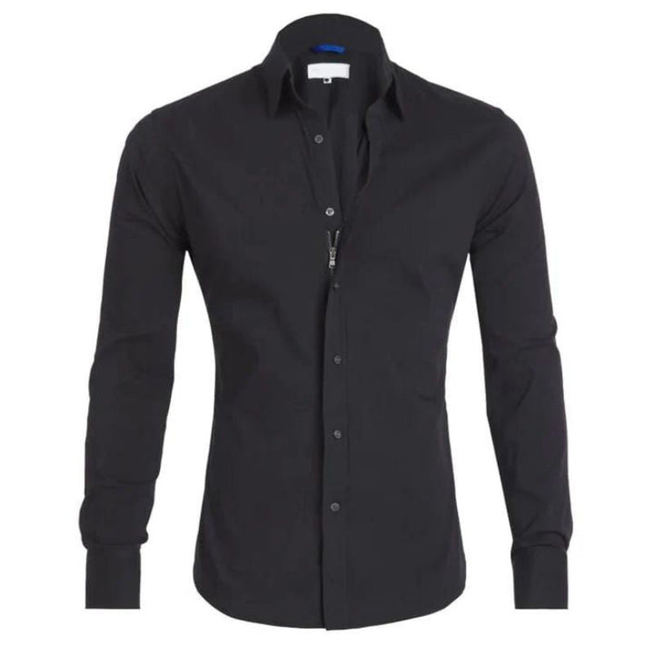 Gabriele | Knitterfreies Zip Up Hemd für Herren mit kurzen Ärmeln