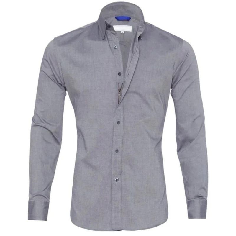 Gabriele | Knitterfreies Zip Up Hemd für Herren mit kurzen Ärmeln