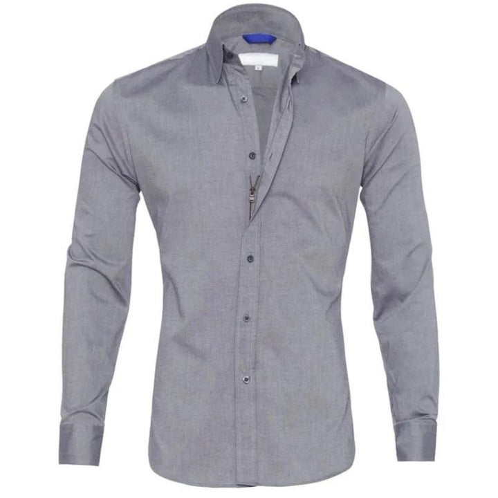 Gabriele | Knitterfreies Zip Up Hemd für Herren mit kurzen Ärmeln