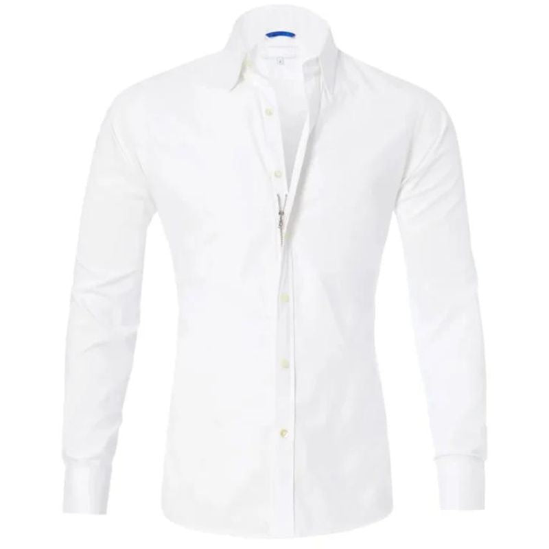 Gabriele | Knitterfreies Zip Up Hemd für Herren mit kurzen Ärmeln