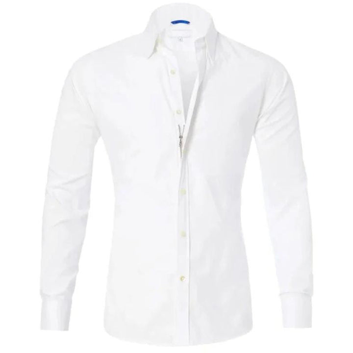 Gabriele | Knitterfreies Zip Up Hemd für Herren mit kurzen Ärmeln