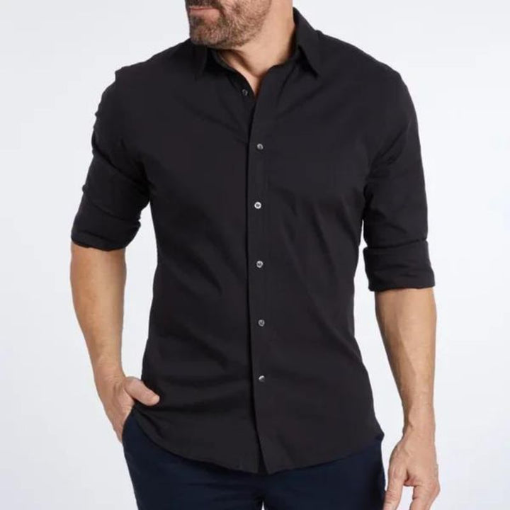 Gabriele | Knitterfreies Zip Up Hemd für Herren mit kurzen Ärmeln