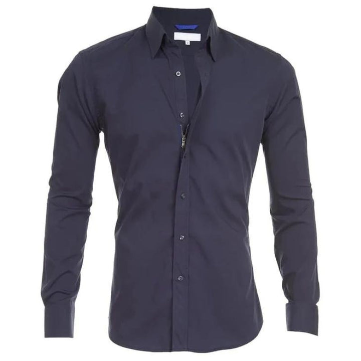 Gabriele | Knitterfreies Zip Up Hemd für Herren mit kurzen Ärmeln