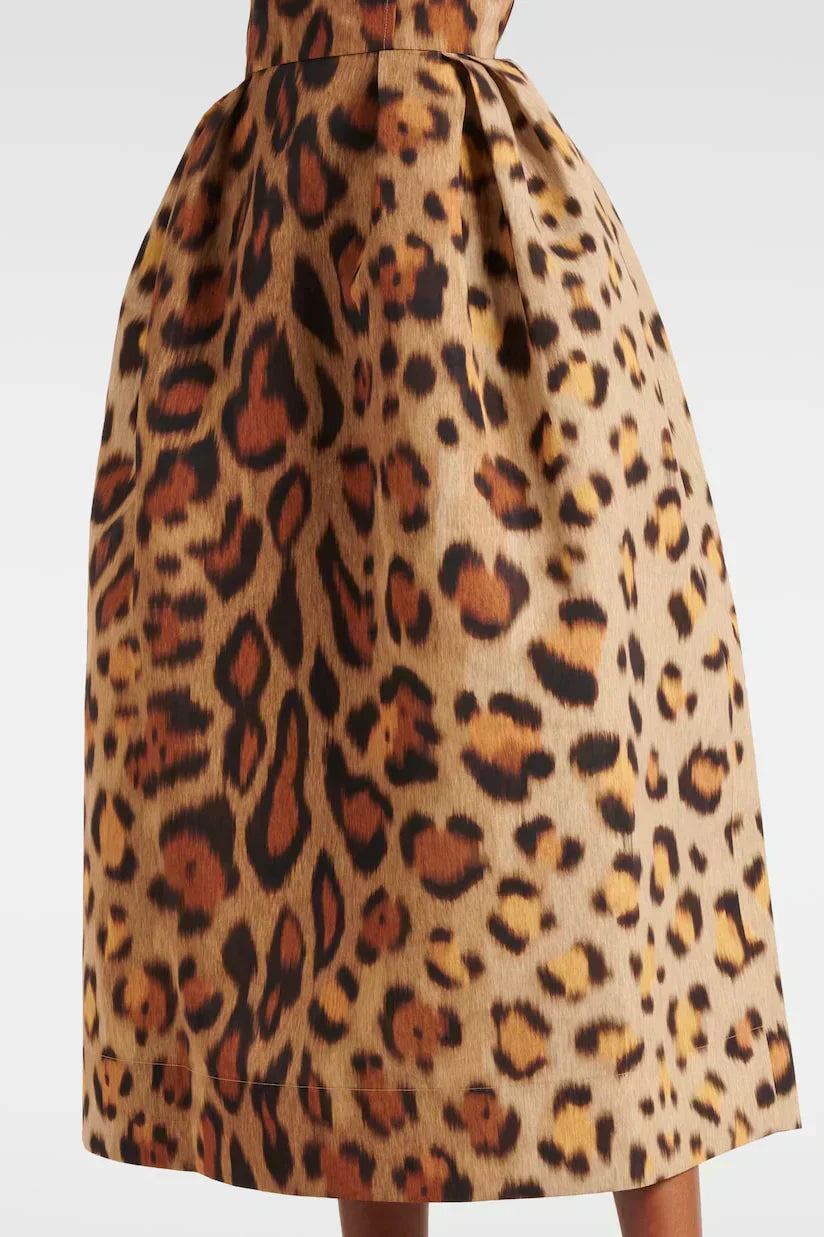 Elena | Damen Midikleid im Leopardenmuster
