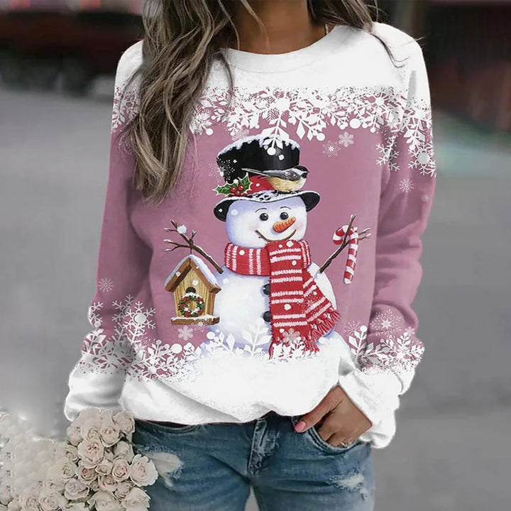 Amalia | Weihnachts Schneemann Pullover für Damen mit Rundhalsausschnitt