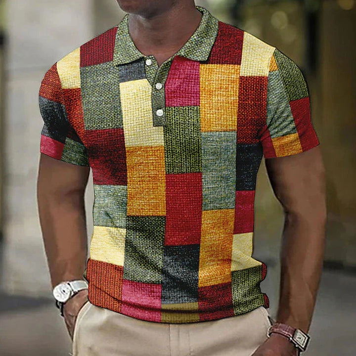 Esben | Stilvolles Multicolor Polohemd für Herren mit kurzen Ärmeln