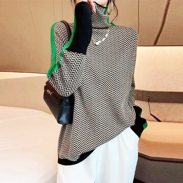 Clara | Gestreifter Rollkragenpullover für Damen mit langen Ärmeln und Streifen