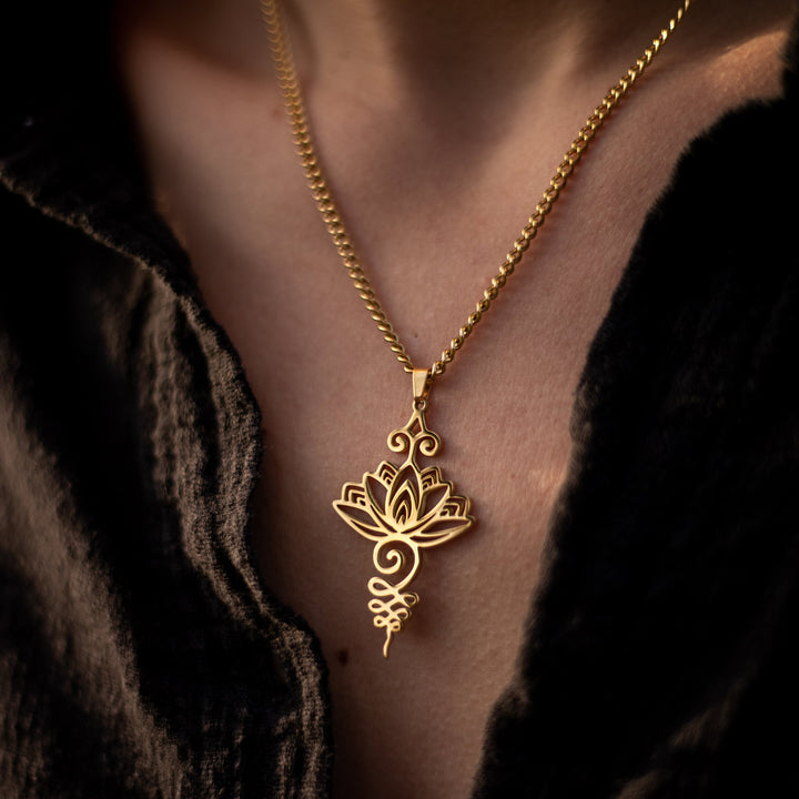 Posira Unalome Lotus Pendel Anhänger für Damen