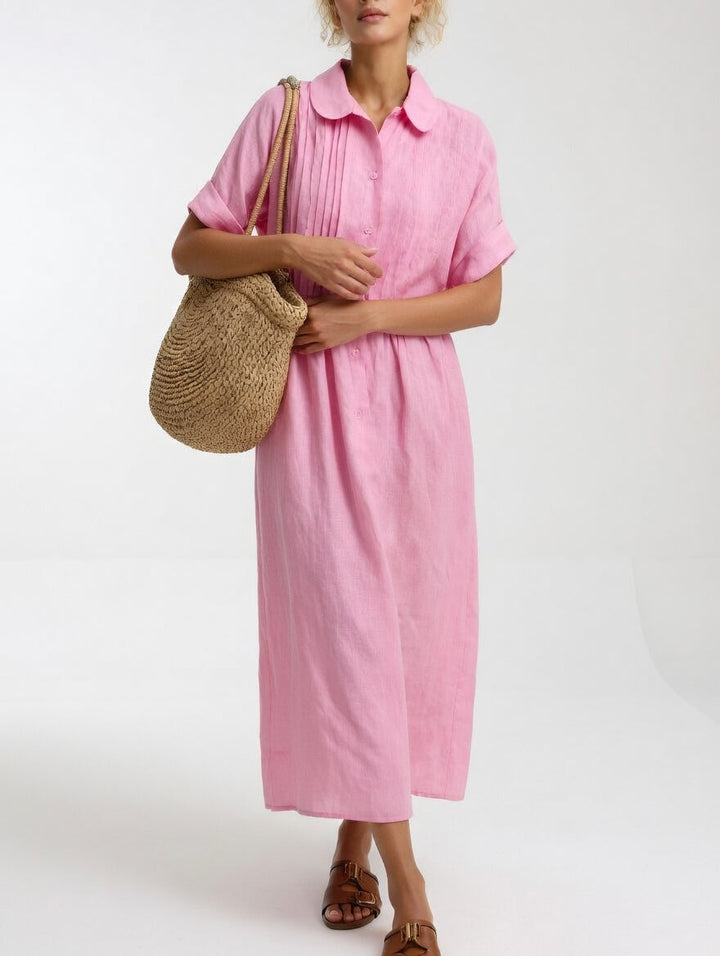 Lindie | Müheloses Sommerhemdkleid für Damen mit kurzen Ärmeln und langen Ärmeln
