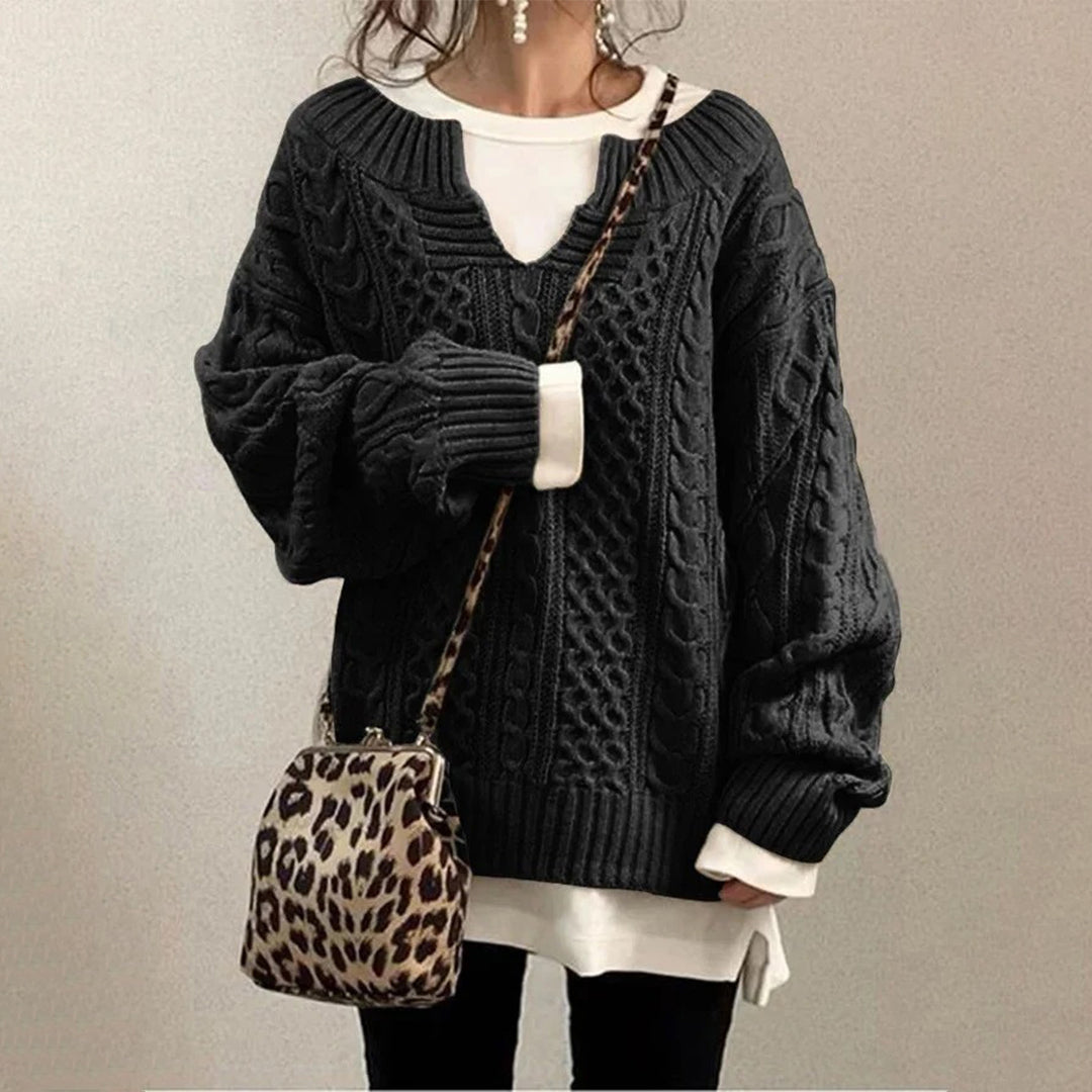 Überdimensionierter Strickpullover für Damen mit Zopfmuster