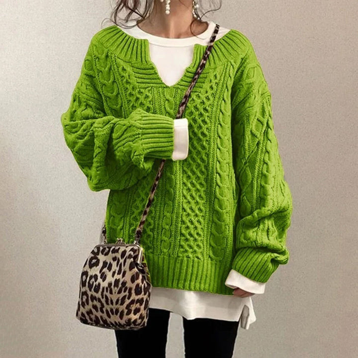 Überdimensionierter Strickpullover für Damen mit Zopfmuster