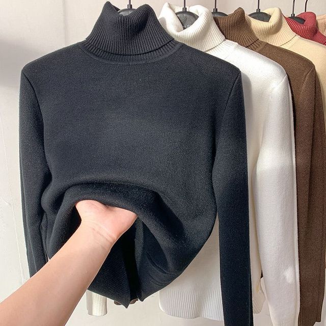 Leonie | Beigefarbener Rollkragenpullover für Damen mit Futter