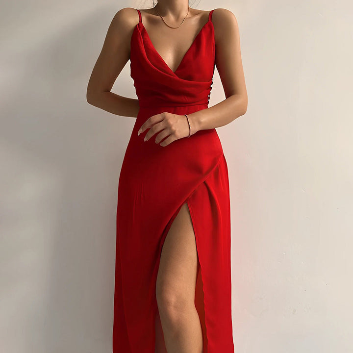 Athena | Klassisches und Modernes Maxikleid für Damen mit V-Ausschnitt